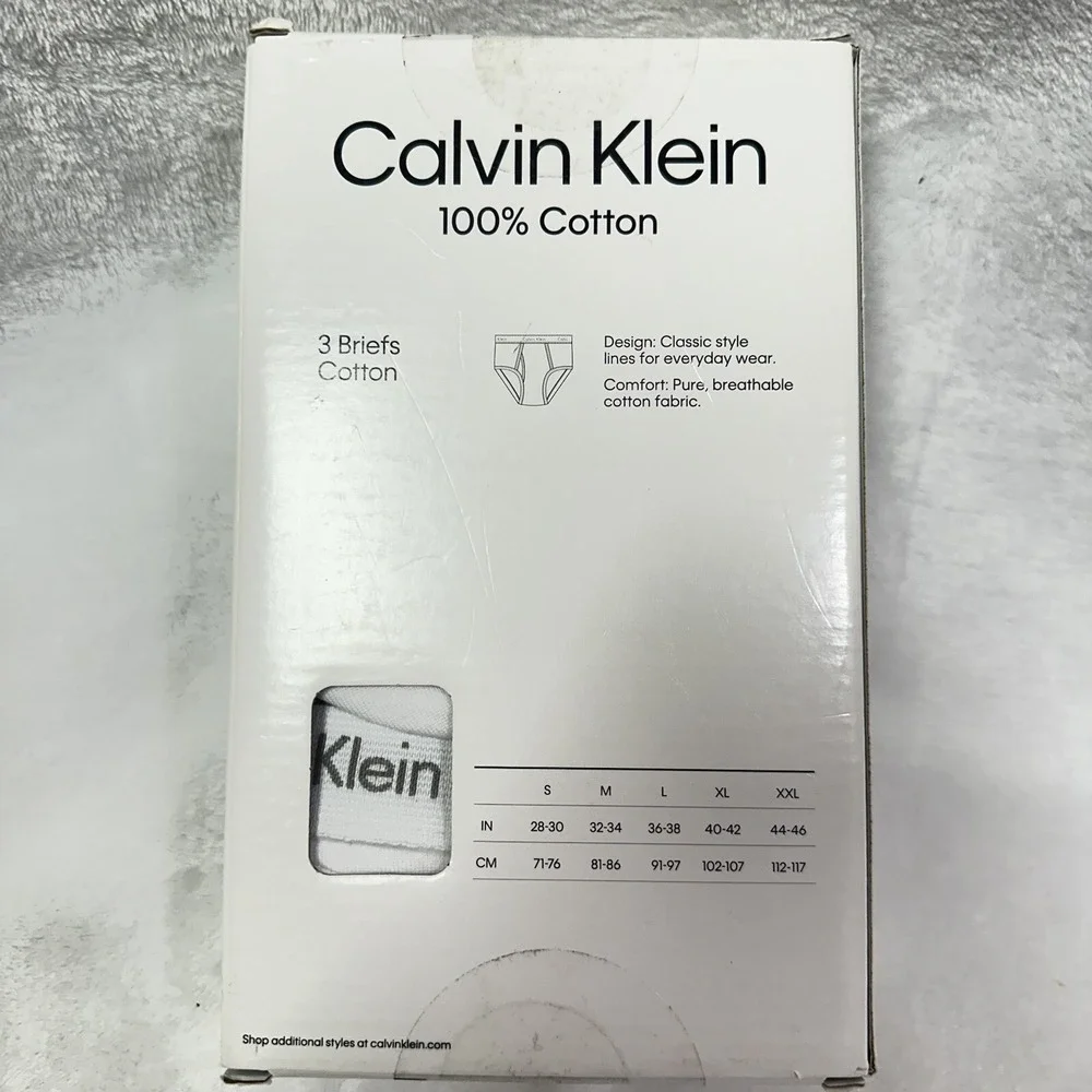 Calvin Klein Men's Brief 100% Cotton Classics‎ 3-Pack, White, XX-Large